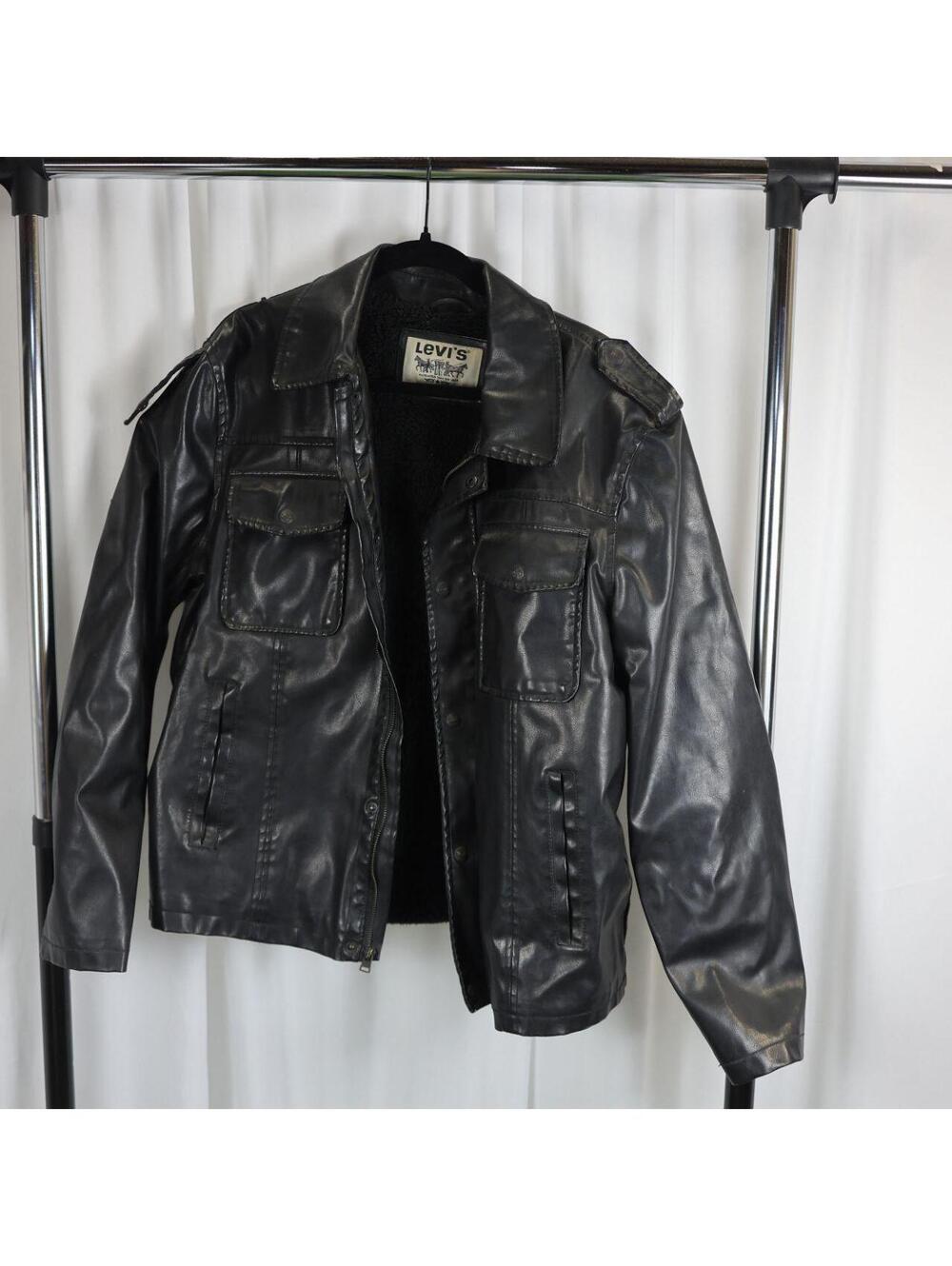 Levi’s Black Faux Leather Sherpa-Lined Utility Jacket